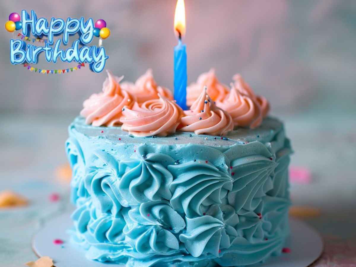 A vibrant birthday cake adorned with a bluey edible image, celebrating a joyful occasion with colorful decorations.