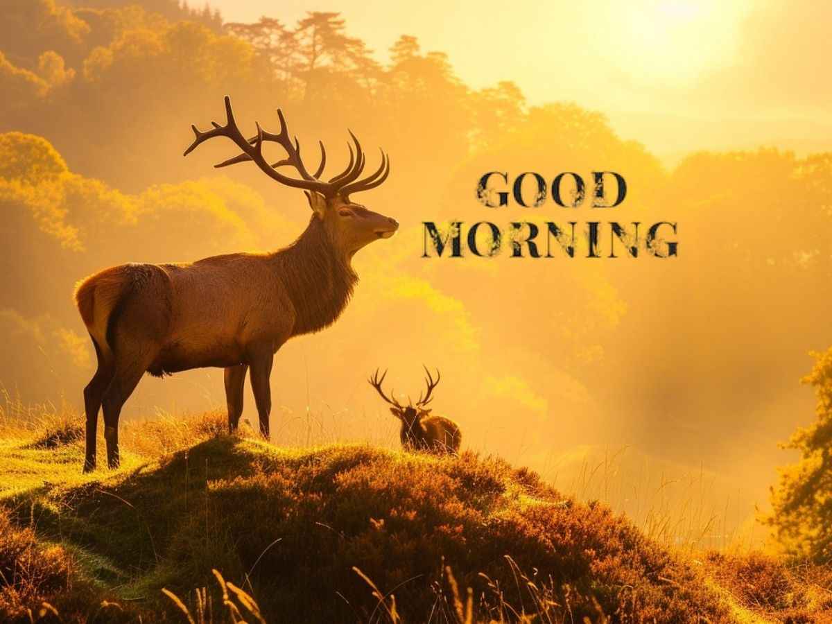 A graceful deer stands in a sunlit meadow, capturing the beauty of a good sunday morning in nature.