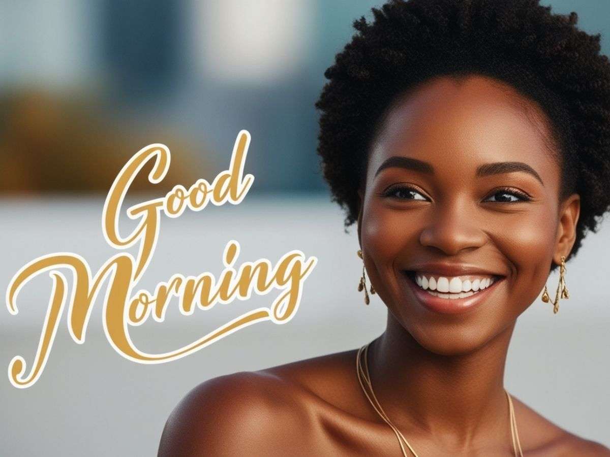 An inviting good morning text set against a sunny background, aimed at spreading joy and motivation for the day ahead.